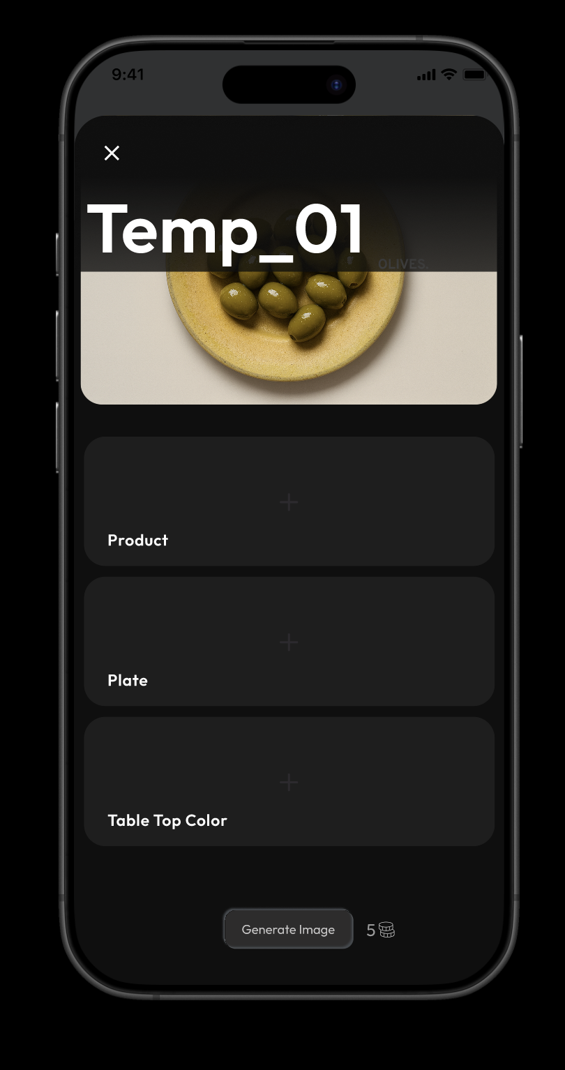 Template detail view with asset slots